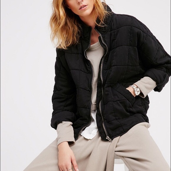 Free People Jackets & Blazers - Free People Black Quilted Dolman Jacket